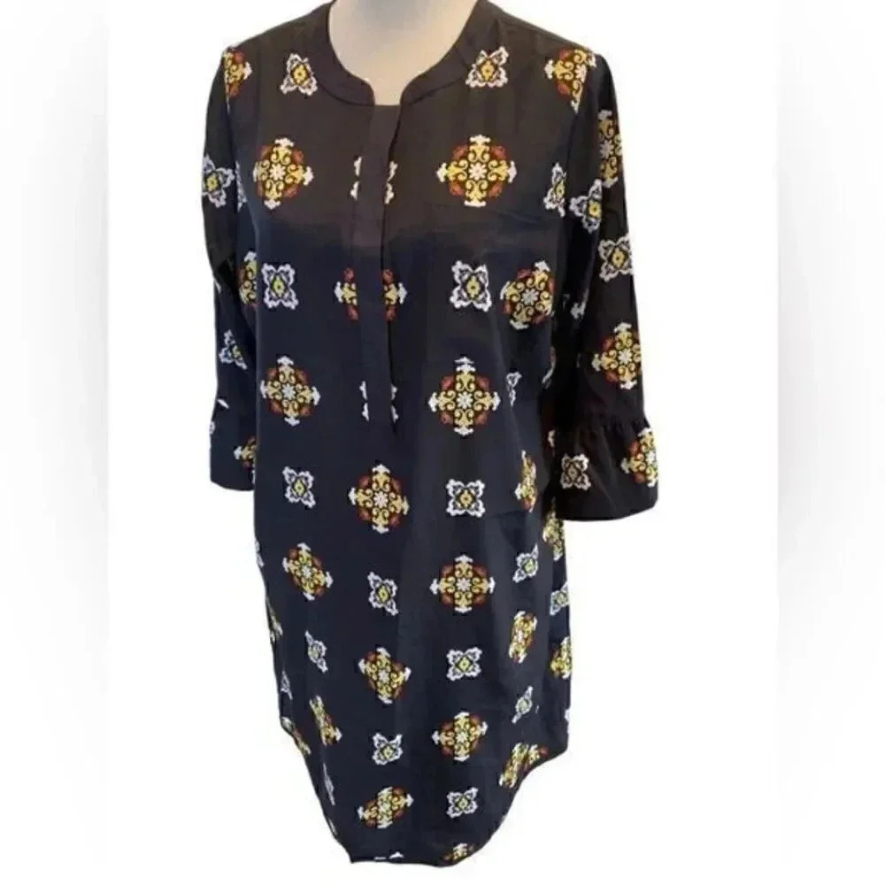 Crown & Ivy navy lined 12p with 3/4 sleeves dress